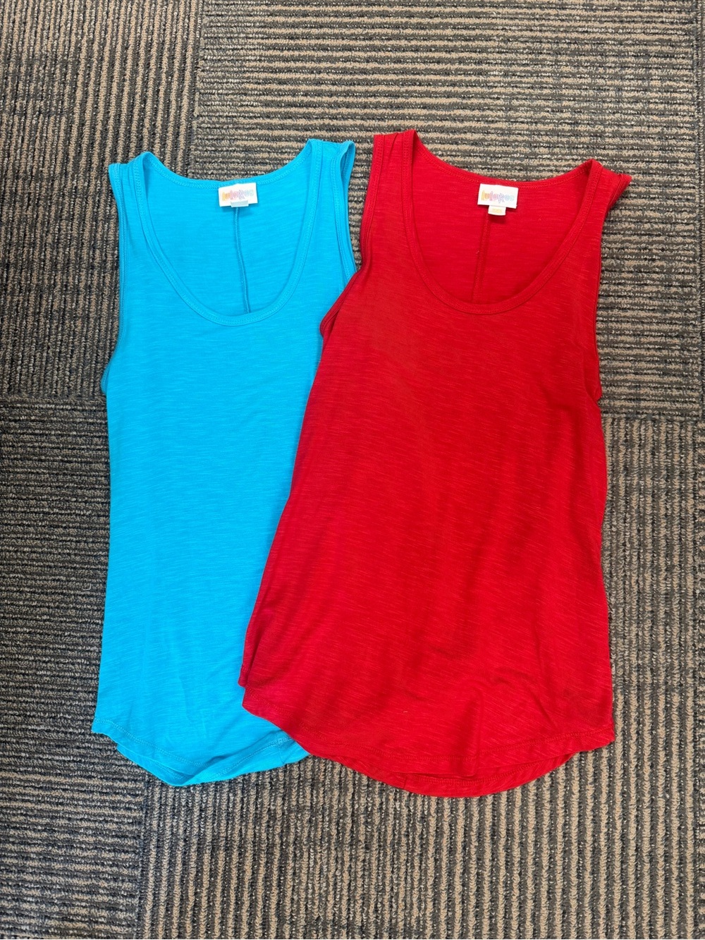 2 NWT LuLaRoe Scoop Neck Tank Top - Red Blue Sz XXS